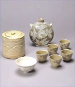 古唐津　小山路青手茶碗(発掘手)➂